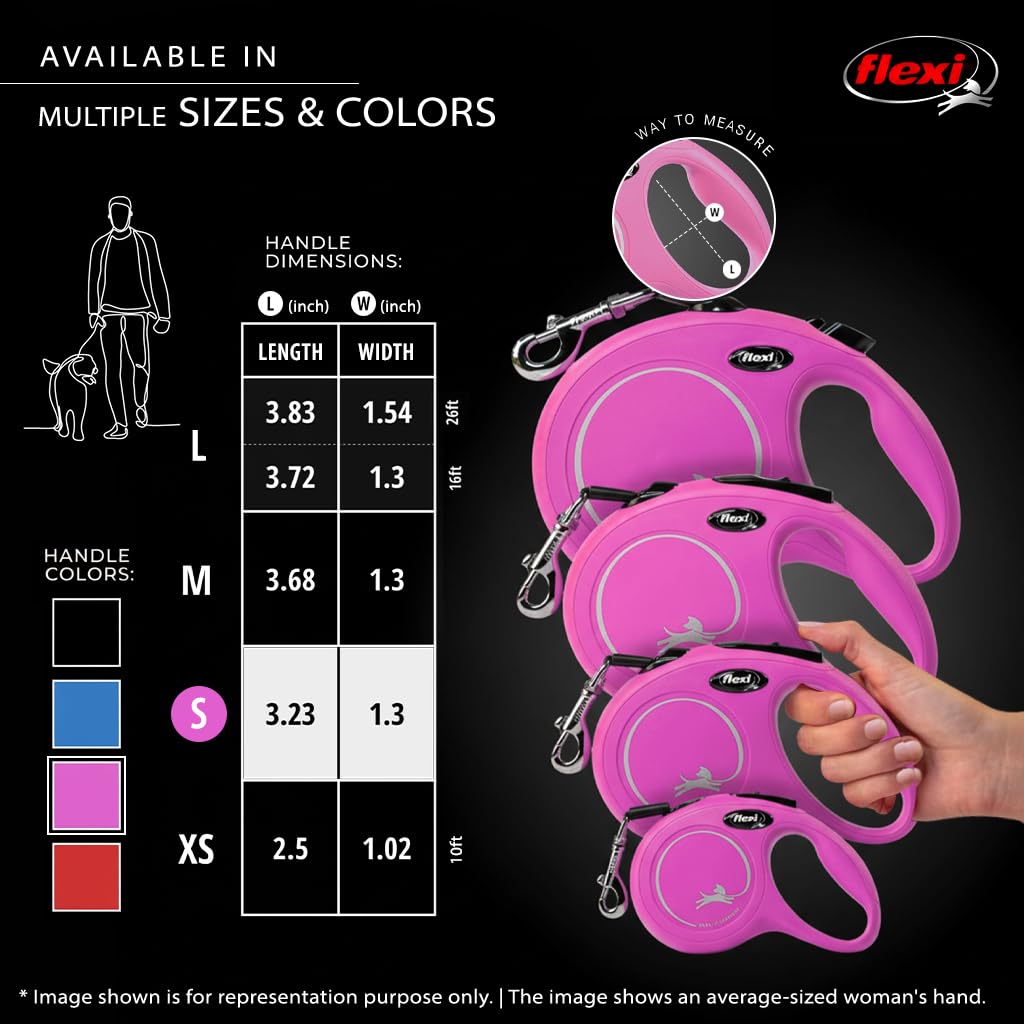 Flexi Klassische einziehbare Hundeleine, 4,88 m, klein, Pink