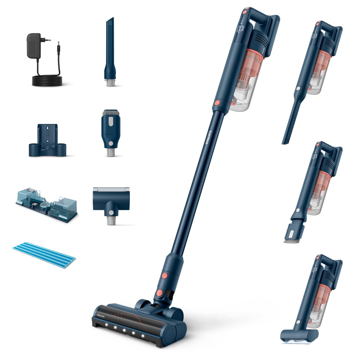 Vortisys Aspirapolvere Senza Fili 500W/60KPA, 1,3LScopa Elettrica Senza Fili con LED Touchscreen, Intelligente e Anti-Avvolgimento, Batteria Rimovibile, Per Pavimenti/Tappeti/Divano