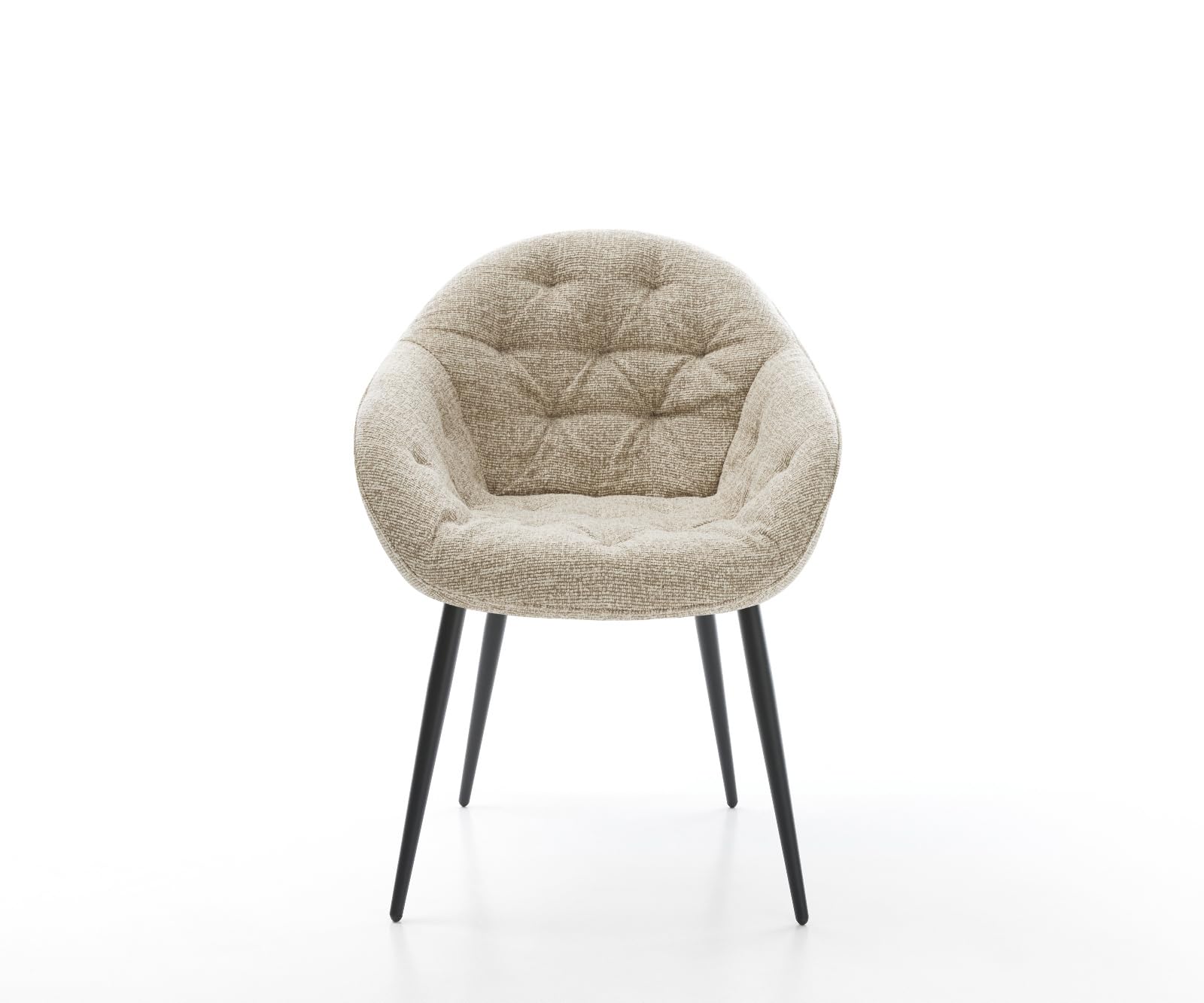 Chaise-rembourrée Gaio-Flex 4 pieds coniques noir tissu tissé doux beige