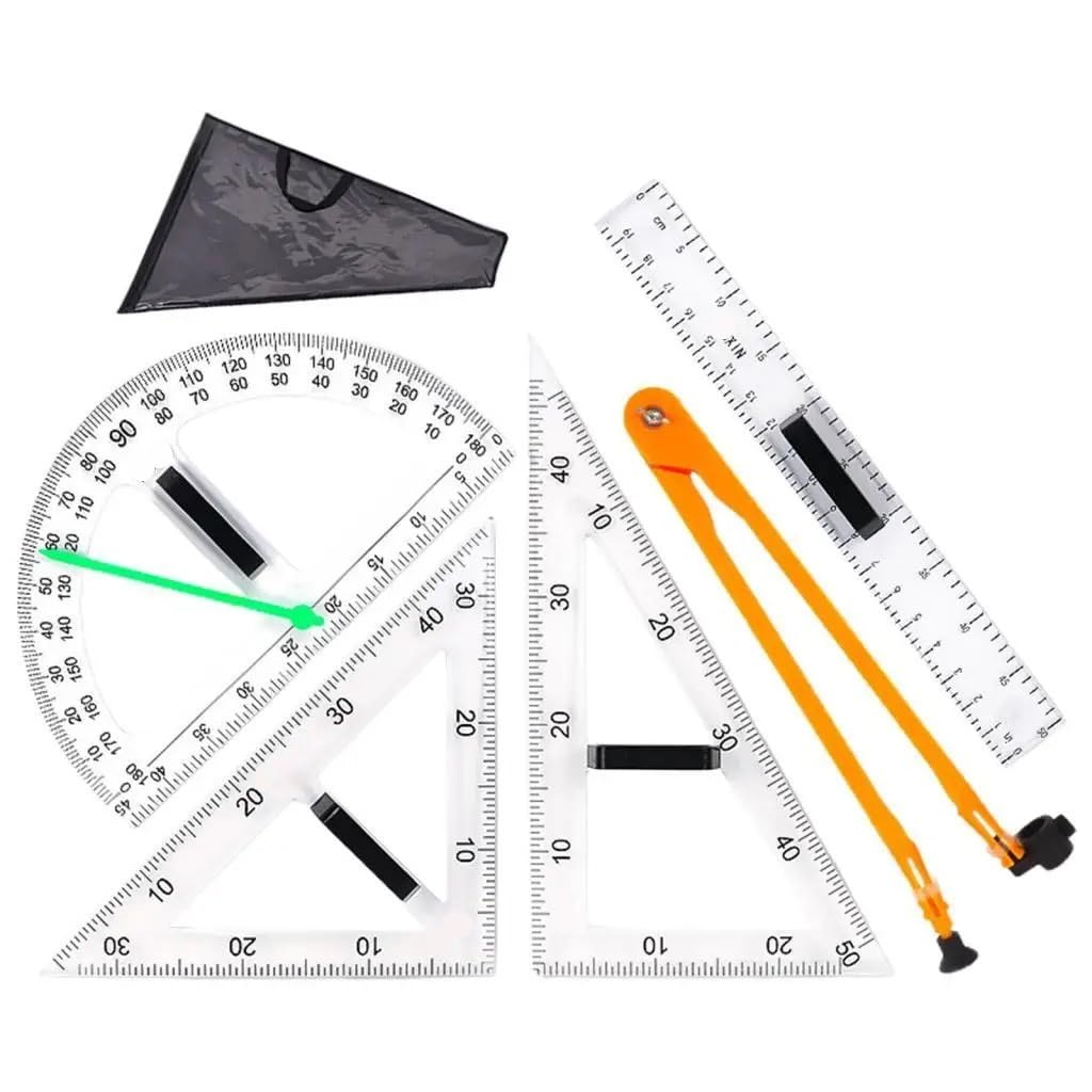 Großes Geometrie-Lineal for Mathematik, Geometrie-Werkzeug for Tafel, Whiteboard, Geometrie-Mathe-Set for Lehrer, Klasse, 40 cm(5PCS)