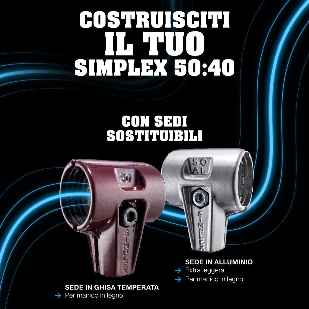 Halder 3001.051 SIMPLEX - Martello da carpentiere con corpo in acciaio pressofuso e manico in legno, Ø 50:40, TPE-soft