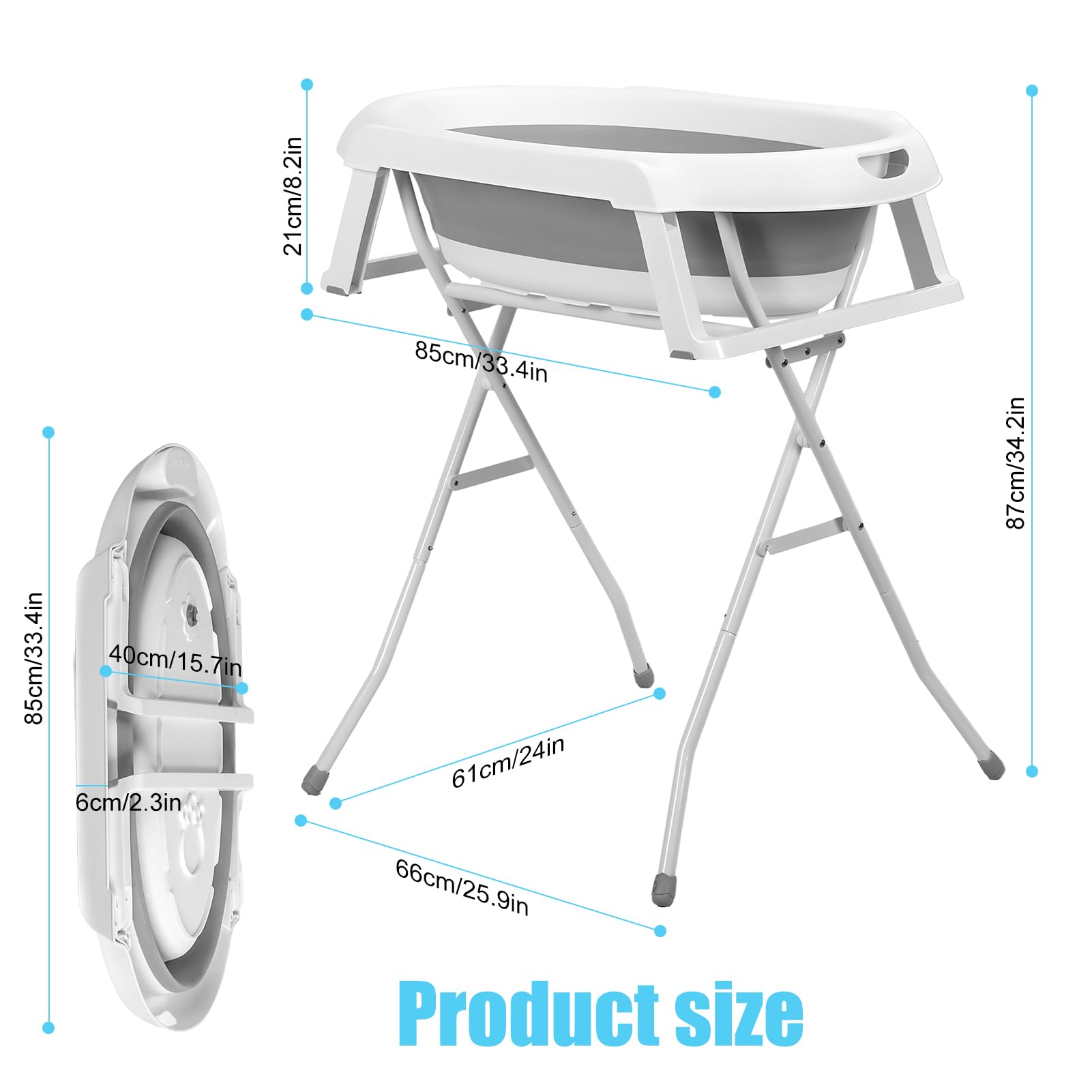 Gryphvex Dog Bathtub,Portable Dog Bathtub with Foldable Stand,2 in 1 Dog Washing Station for Small Pets,Indoor Outdoor Pet Shower Tub,Collapsible Design