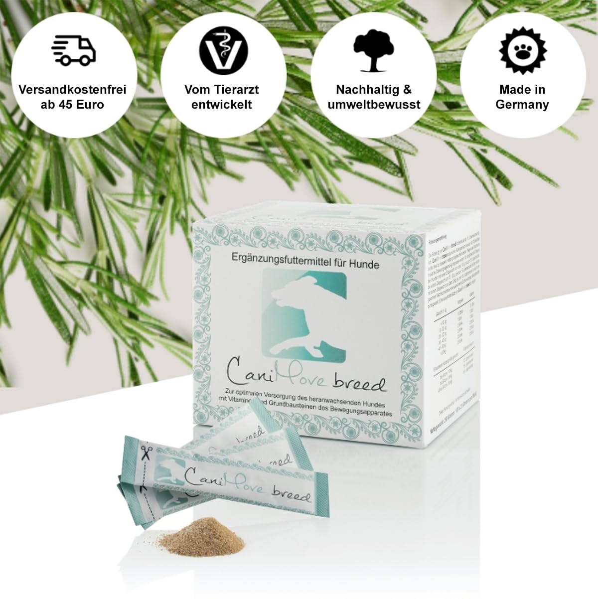 Breed Doppelpack, 2 Pkg mit je 100 Stick-Beuteln (100 x 2,5g), Ergänzungsfutter für Welpen und Junge Hunde für eine optimale Entwicklung von Knochen, Gelenken und Nerven.