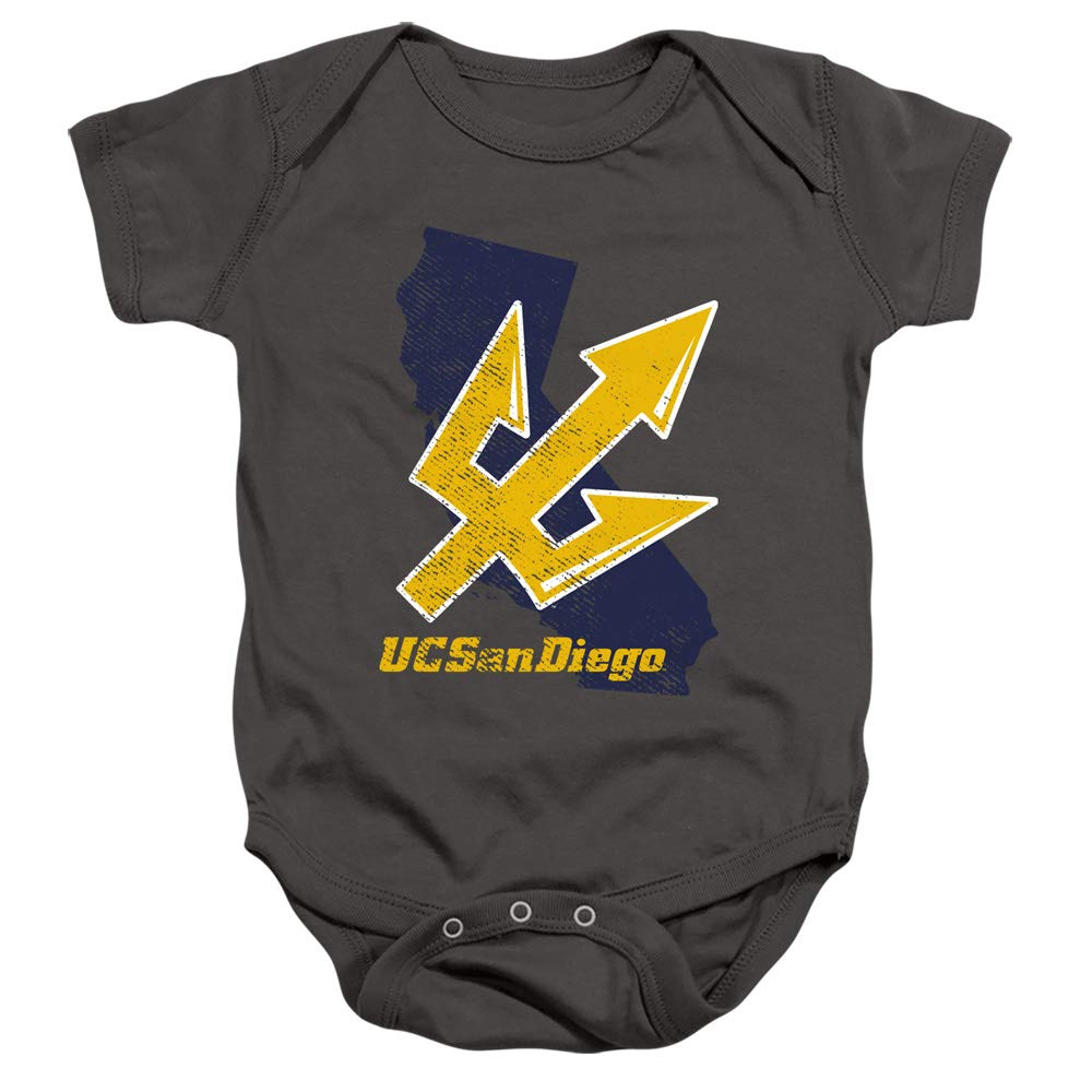 University of California San Diego Official California Unisex Infant Snap Suit for Baby, Charcoal, Medium (12 Months)