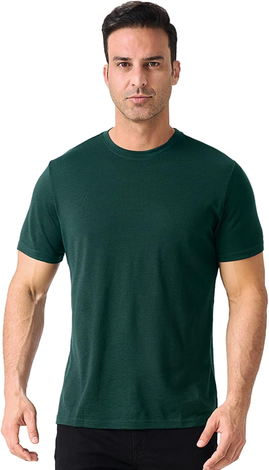 Merino Protect 100% Merino Wool T Shirts for Men Odor Resistance Base Layer Hiking Travel T-Shirt Soft Undershirt