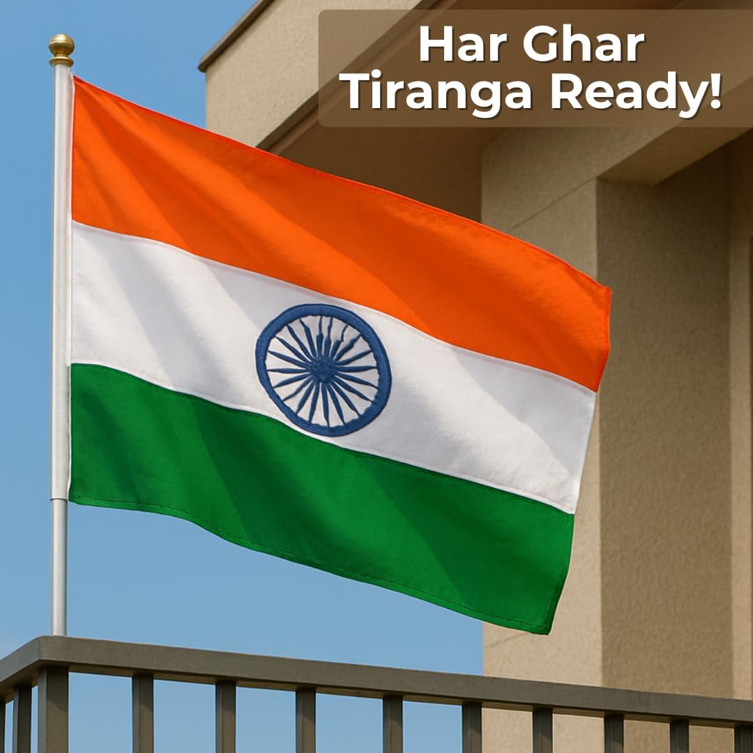VinodRatna Indian Flag | Suitable for Indoors and Outdoors|Polyester| Both Sides Printing| All Weather Fabric | Fade Proof, Hand Stitched and Durable (1ftx1.5ft) - Image 5 thumbnail