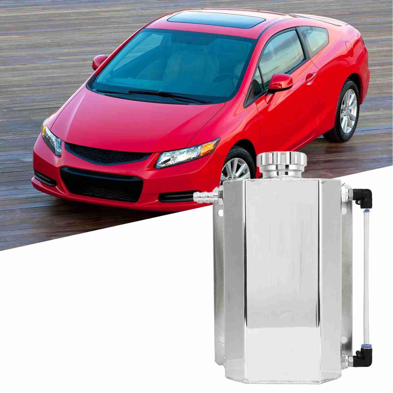 Serbatoio di troppopieno del liquido refrigerante in lega di alluminio, capacità 2 litri, serbatoio universale per radiatore (Argento)