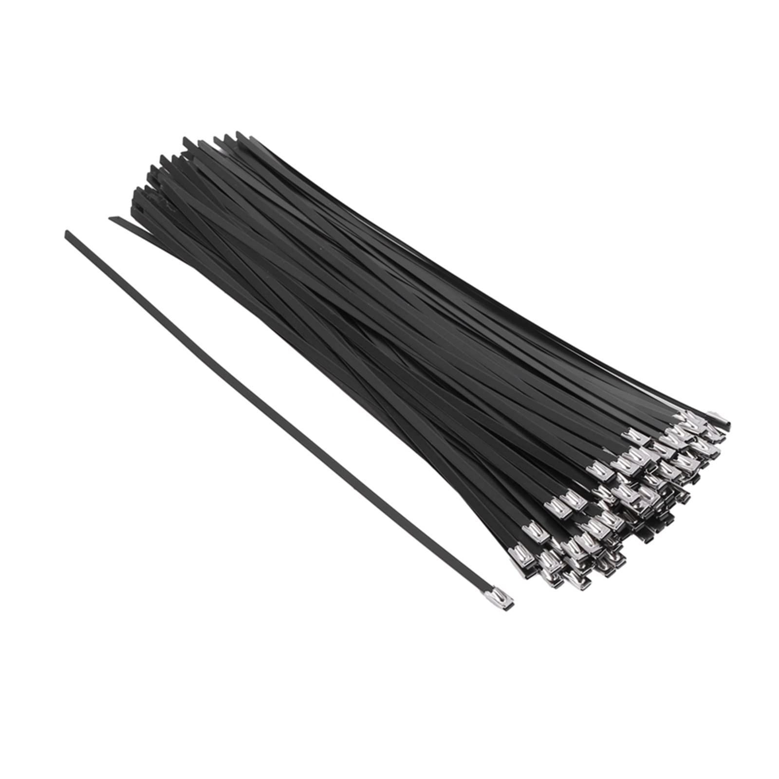RWRAPS Fascette per Cavi in Acciaio Inossidabile - 300 Pezzi/Lotto, Fascetta per Cavi in Acciaio Inossidabile 304 Rivestita in plastica PVC da 4,6 mm x 300 mm (Nero)