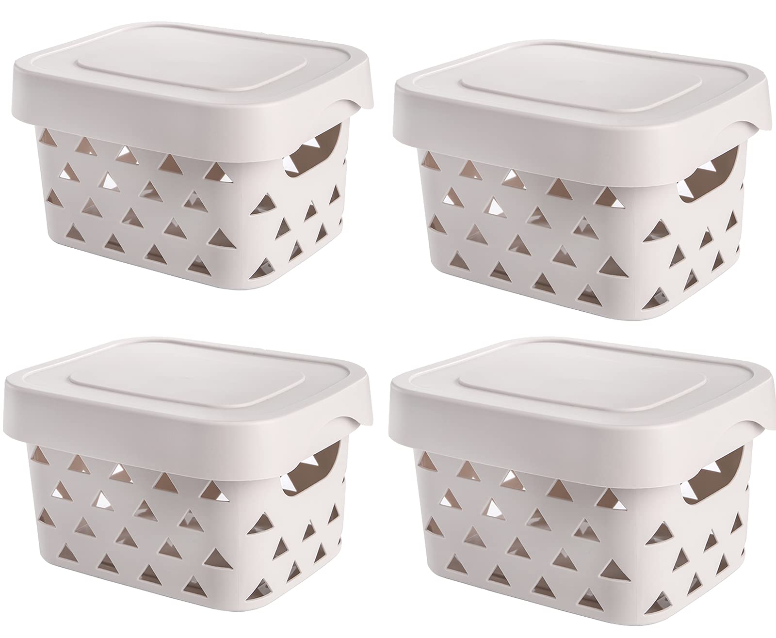Buy TOPZEA 4 Pack Plastic Storage Basket with Lid, Lidded Storage Bin