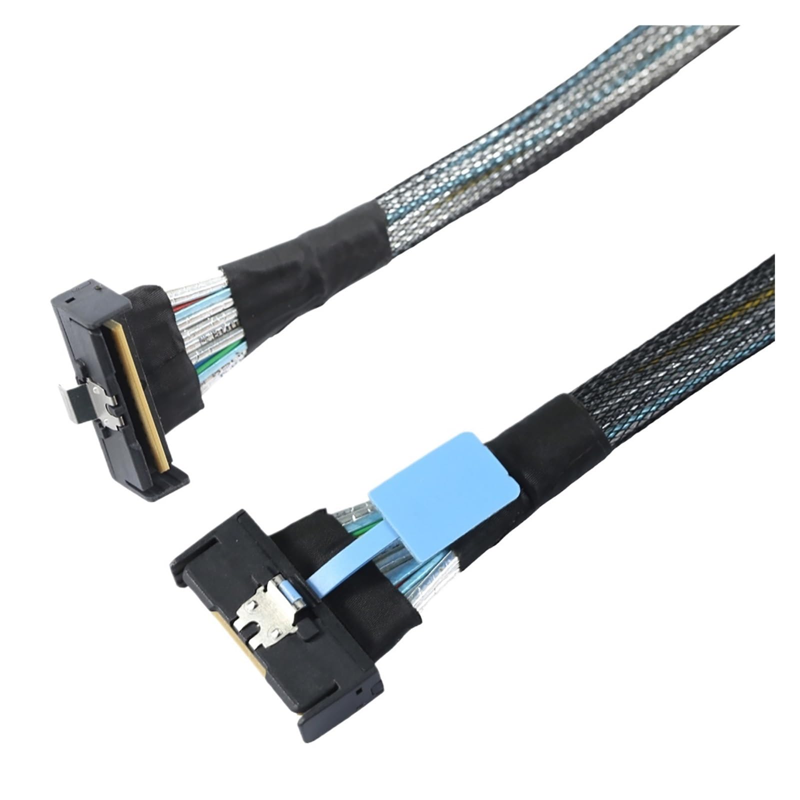 ZHANGLH Câble d'extension coudé 1 m PCI-E 5,0 mi ni Cool Edge MCIO PCI-E MCIO 74 broches mâle vers Slimline S*A*S 90 degrés MCIO 8i 74 broches mâle