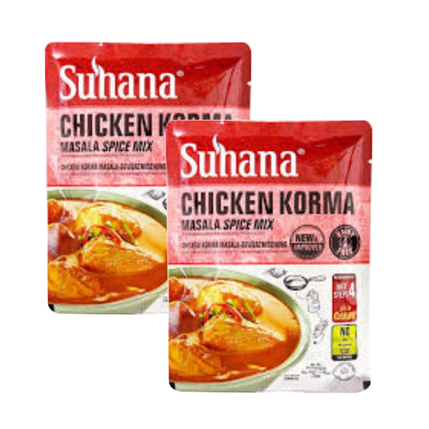 Suhana Spices Mix Powder (Ready To Eat) - Curry Masala Recipe Mixes Casserole Seasoning Herbs - Simplifies & Speeds Up Cooking Process (Pack of 2, Chicken Korma Mix (Dairy Free) 80g (RTE))