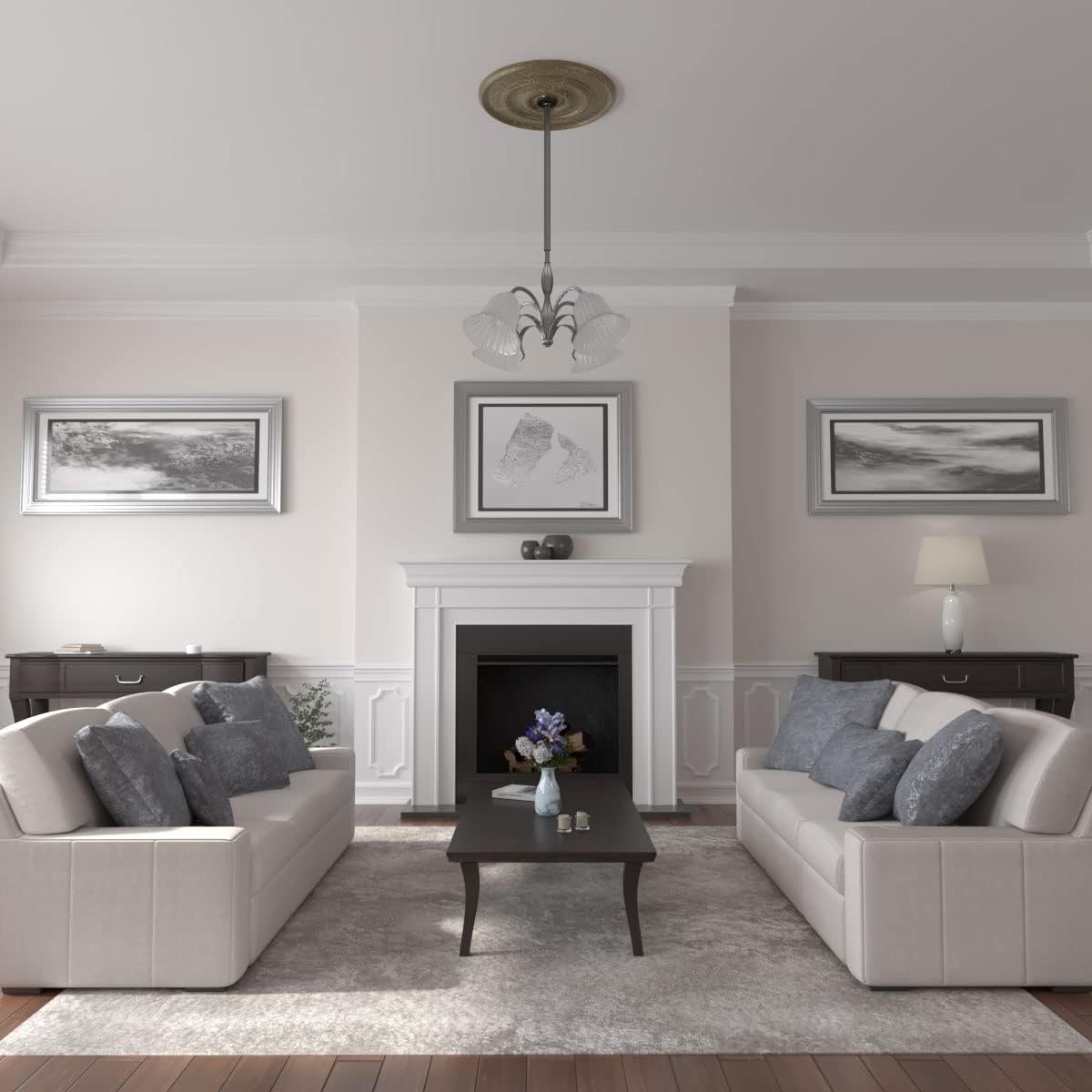 30"OD x 2 1/4"P Dylar Ceiling Medallion (Fits Canopies up to 6 1/4"), Hand-Painted Mississippi Mud Crackle