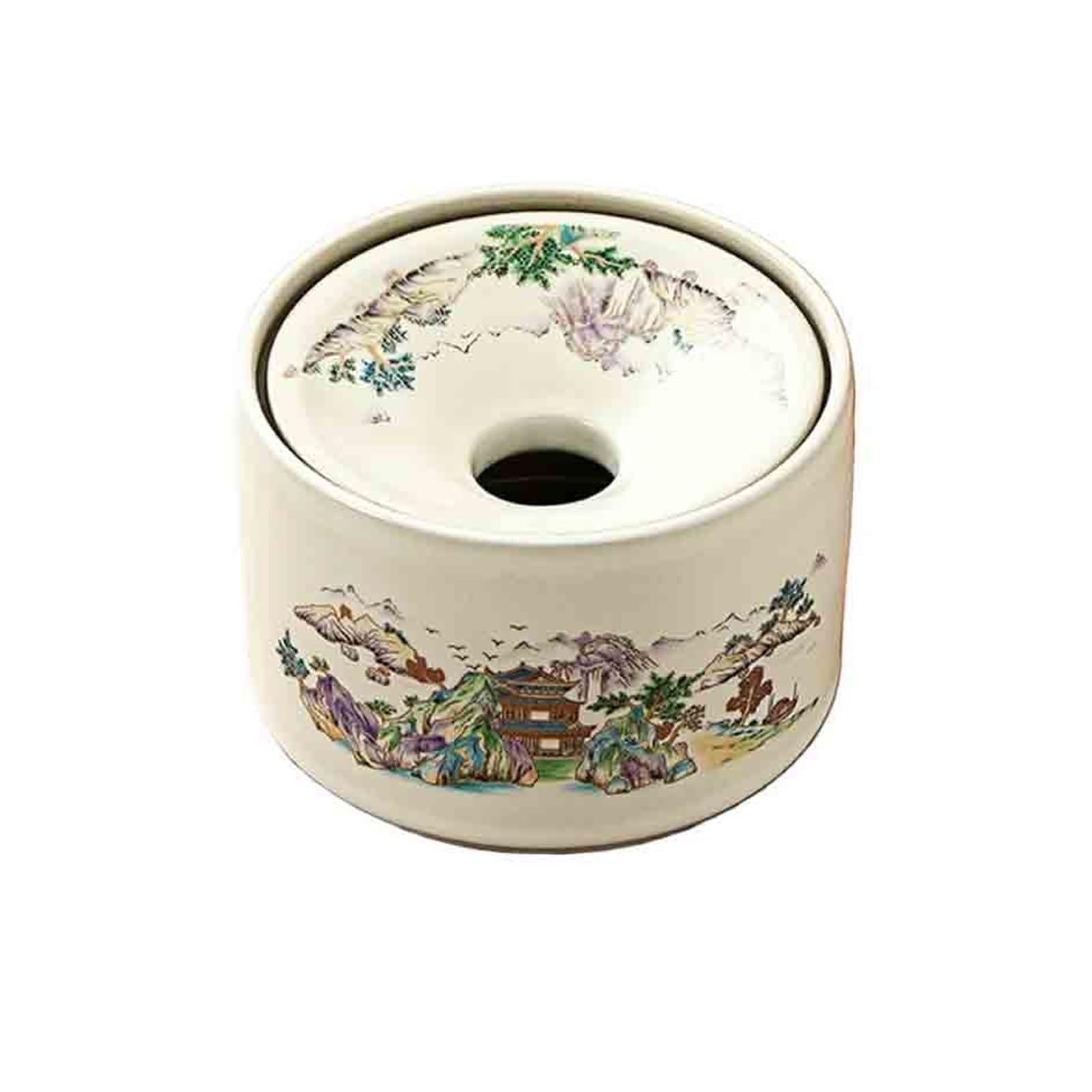 OWOHYG Desktop Smoking Ash Tray Ceramic Funnel Ashtray Round For Home Use In Living Rooms Prevents Dust And Wind With Lid Easy To Clean.