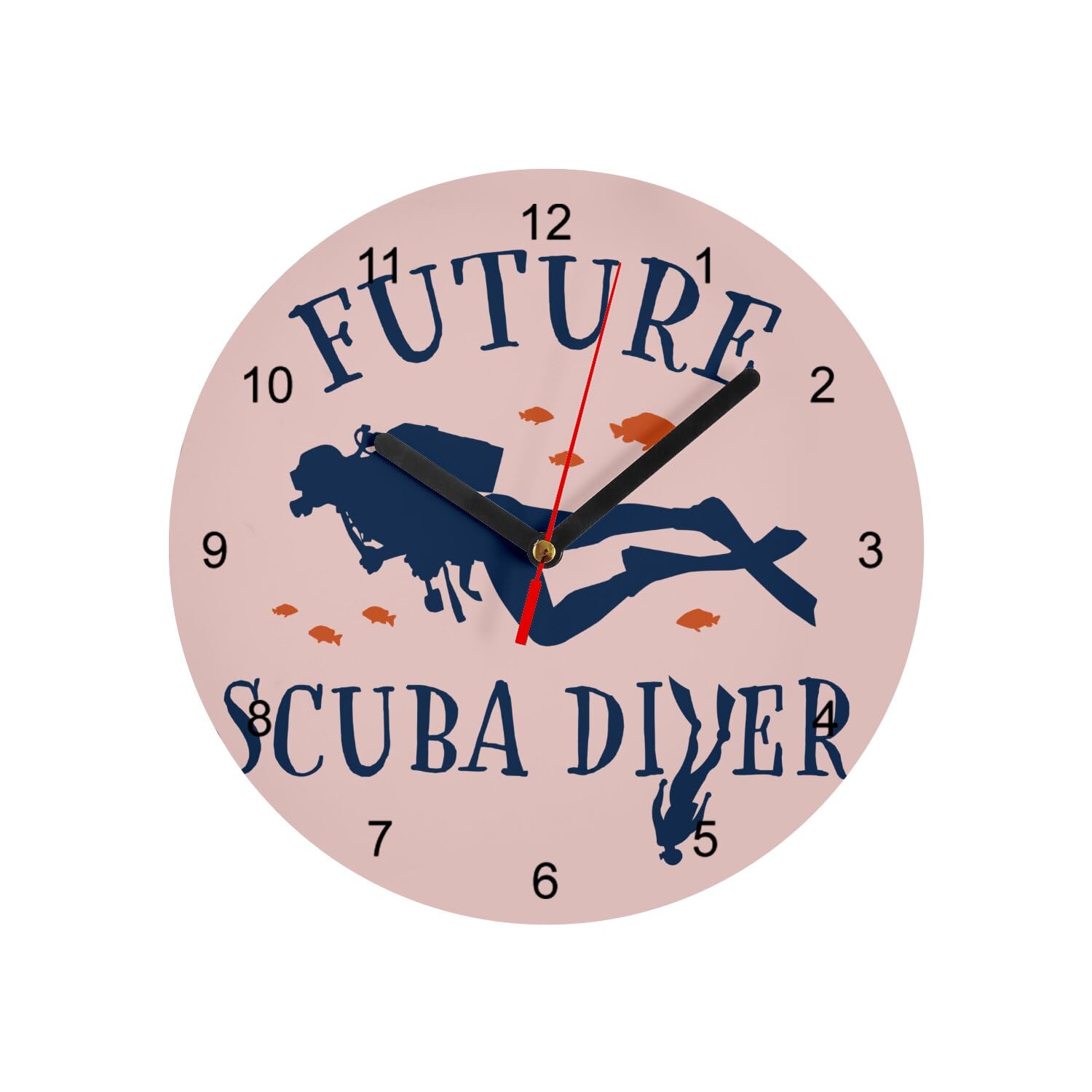 Horloge murale en verre Future Scuba Diver Rose 20 cm pour déco design