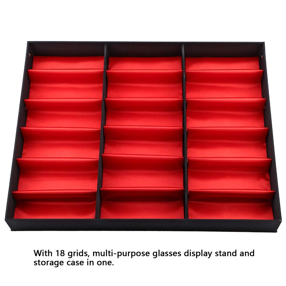 Brillenbox zur Aufbewahrung, 18 Sonnenbrillen MDF Brillenetui für Frauen, Männer, Kinder, 47 x 37 x 6 cm