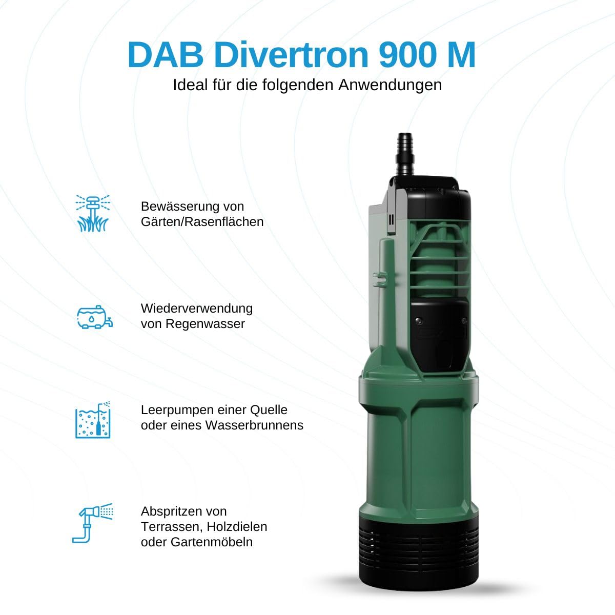 DAB DIVERTRON 900 M HP 0,75 Pompa sommersa multigirante con elettronica integrata per giardinaggio irrigazione uso domestico e residenziale
