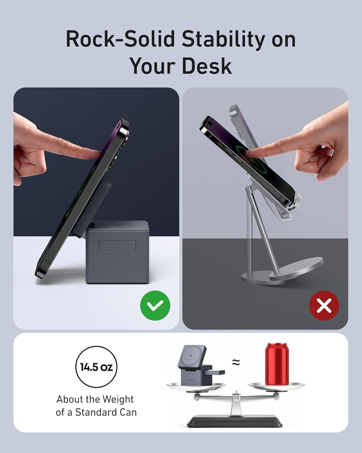 Anker MagSafe - Supporto caricabatterie wireless, cubo 3 in 1, supporto pieghevole per ricarica rapida da 15 W, per iPhone 17/16/15, Apple Watch 1-8/Ultra, AirPods (caricatore USB-C da 30 W e panno di