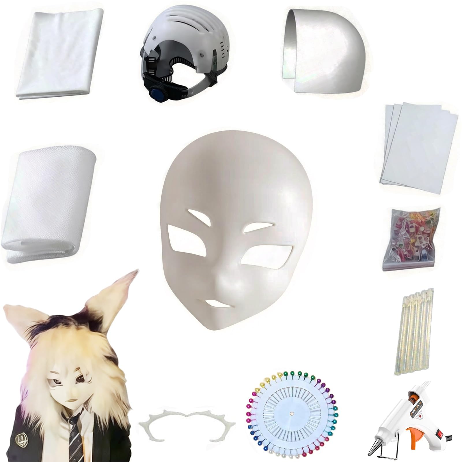 Zestaw Materiałów Na Głowę Fursuit, Futrzana Maska ​​DIY Przebranie Na Karnawał Zestaw Materiałów Nakryć Głowy Dla Początkujących I Entuzjastów