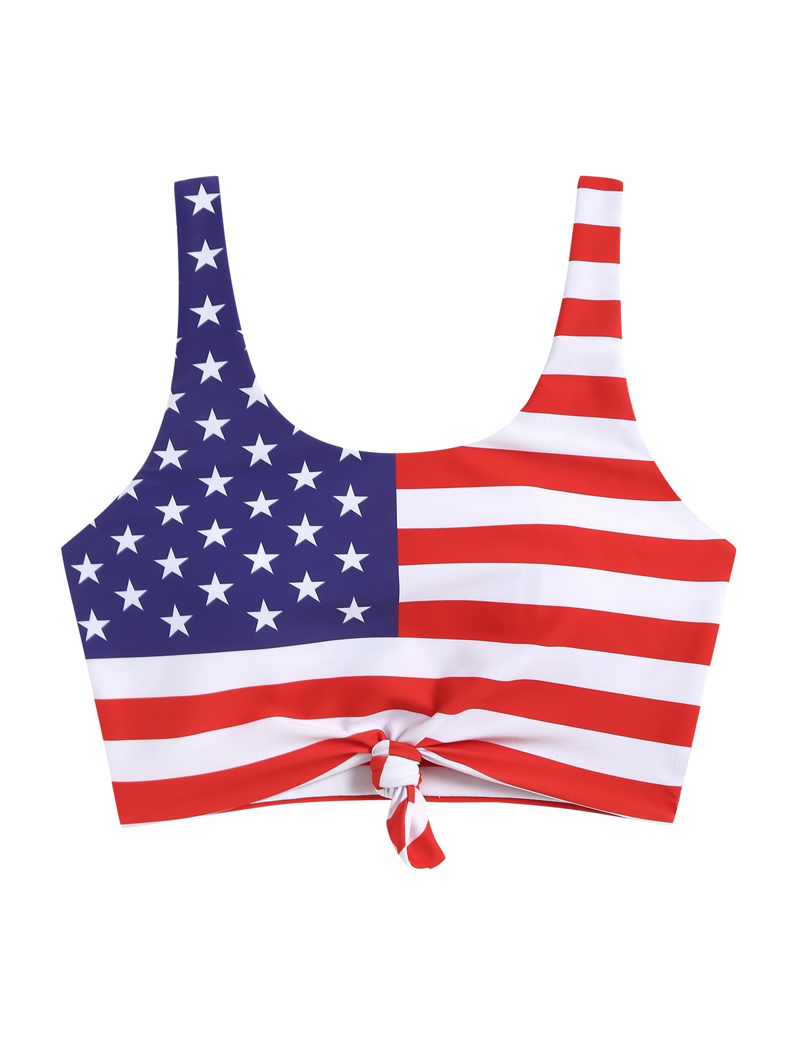 ZAFUL Women's Front Knot Bikini Tops Crop Tankini Top Scoop Neck Padded Bathing Suit Tops