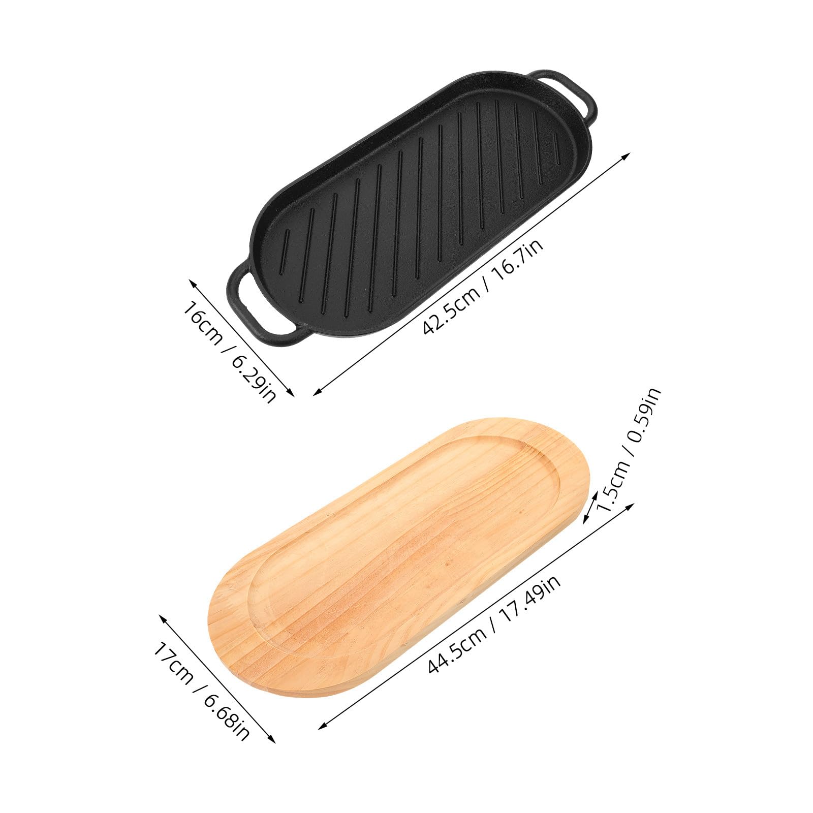 Plancha de Hierro Fundido para Filetes con Doble Asa, Fácil de Transportar Rebabas, Adecuado para Asar en Familia Días Festivos