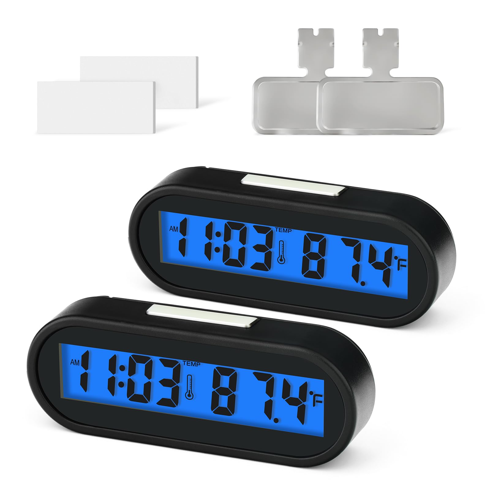 MEANLIN MEASURE 2PCS Car Clocks with Temperature