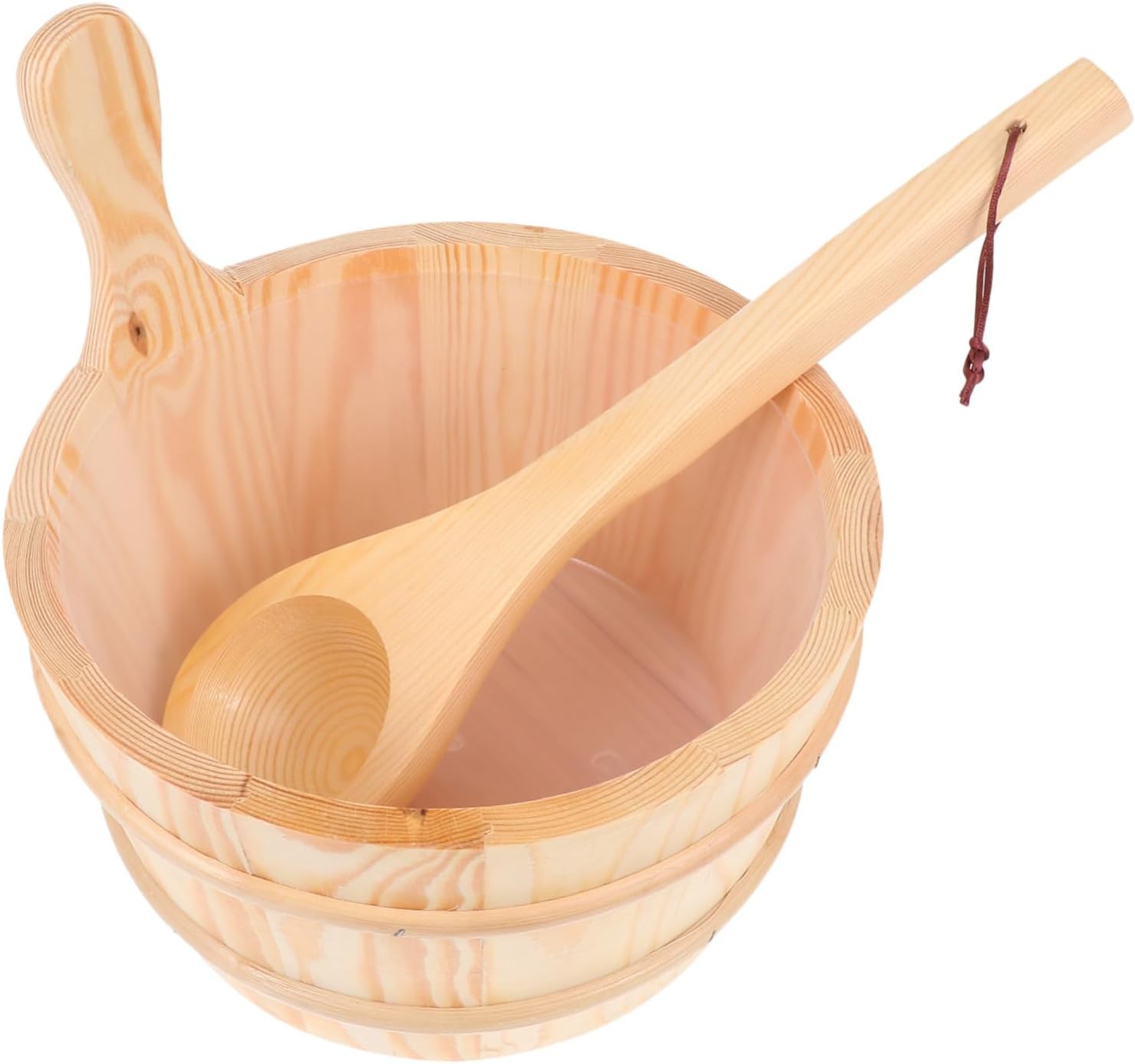 VICASKY 1 Set Wooden Bucket Wooden Spoon Spa Sauna Kit Bath Bucket Sauna Pail Bathroom Bath Kits Light Accessories Spoon Wood Yellow