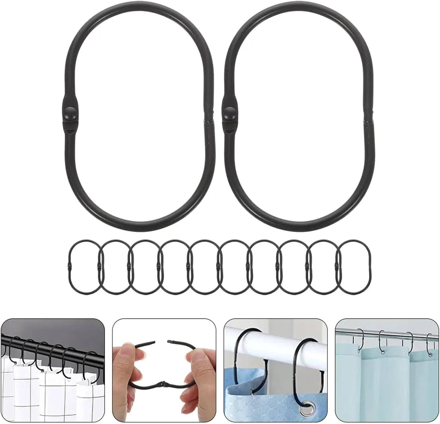 Curtain Rings 24Pcs Shower Curtain Hook Sturdy Rings Hooks Sliding Replacement Bathroom