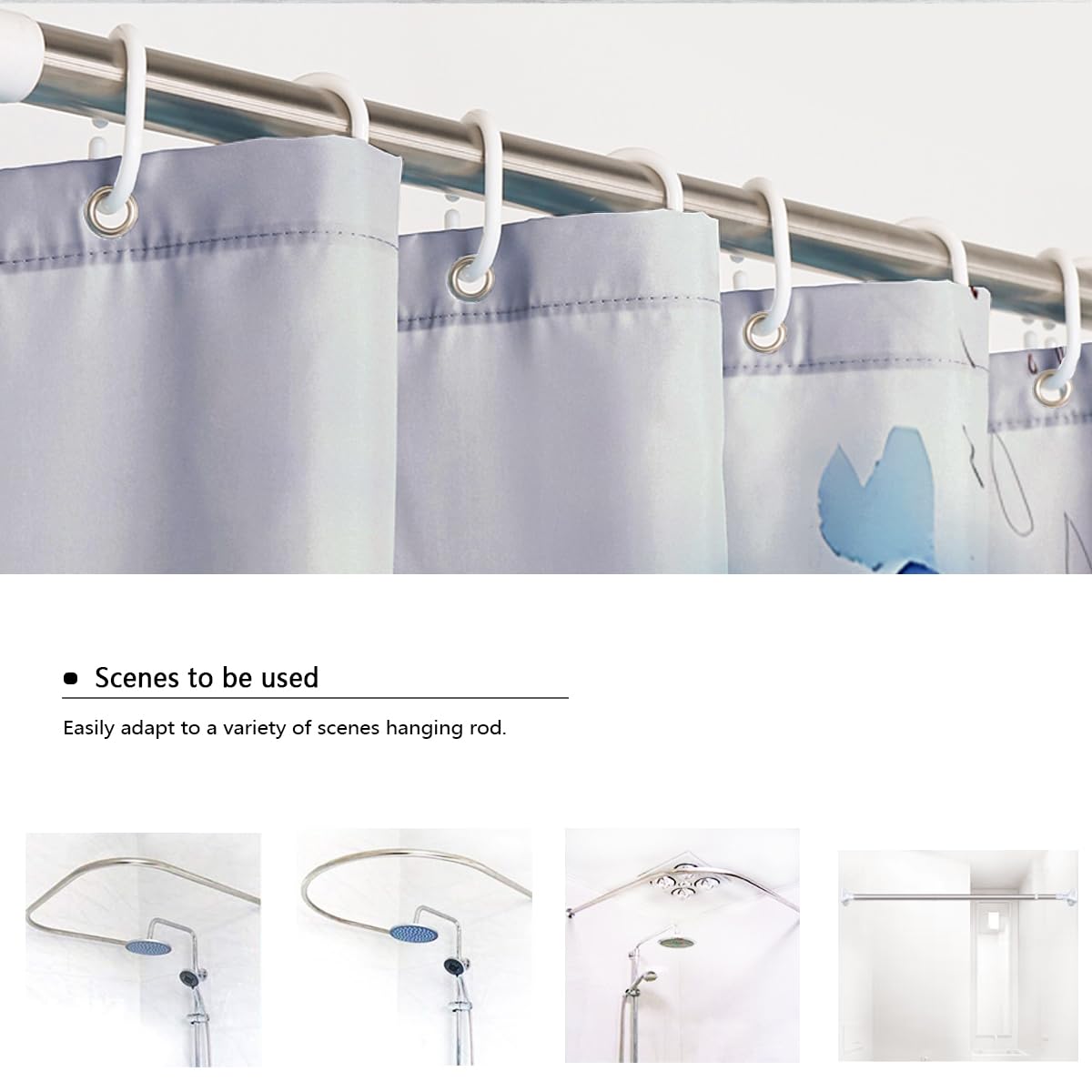 Rideau de Douche en Tissu étanche en Fleur Fleurie, Grands Accessoires de Salle de Bain à imprimé Floral Printemps-été, Rideau en Polyester Lavable pour Cabine de Baignoire W150xL200 cm