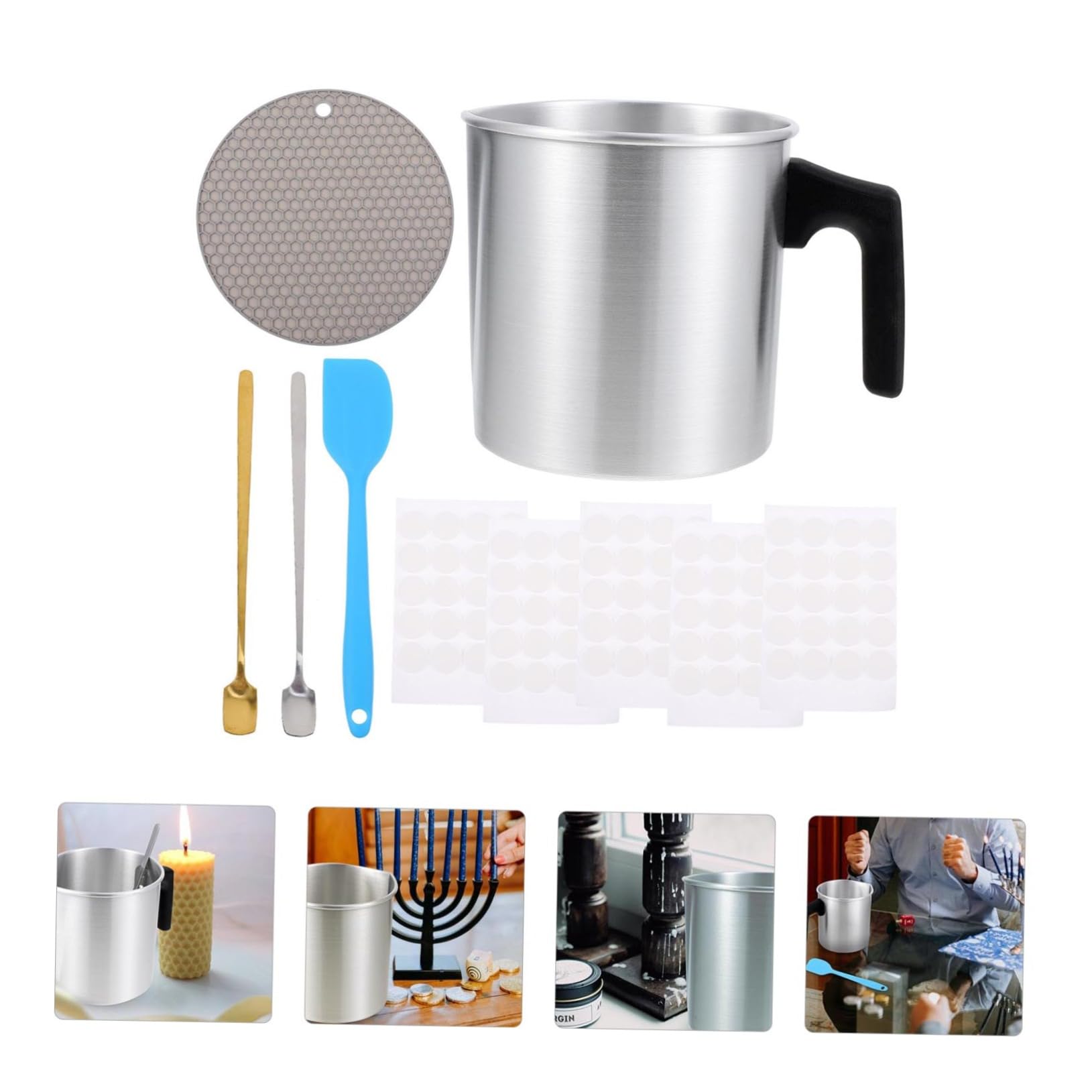 SHINEOFI Kit per Fabbricazione Candele Fai da Te in Acciaio Inox, Pentola per Colare Cera, Facile da Usare per Principianti, Occasioni Speciali Colore Casuale