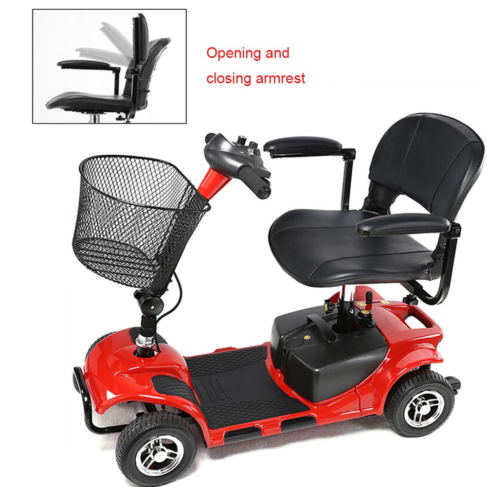 Silla de ruedas liviana, ruedas livianas, scooter eléctrico para adultos, scooter de movilidad eléctrica, scooter de viaje para personas mayores, plegable, pasamanos que se puede abrir, asiento de 4