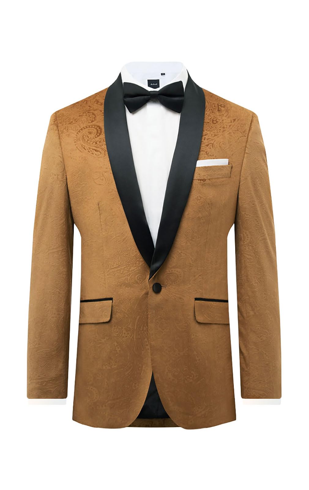 Dobell Mens Gold Paisley Velvet Tuxedo Jacket Regular Fit Contrast Shawl Lapel-46R
