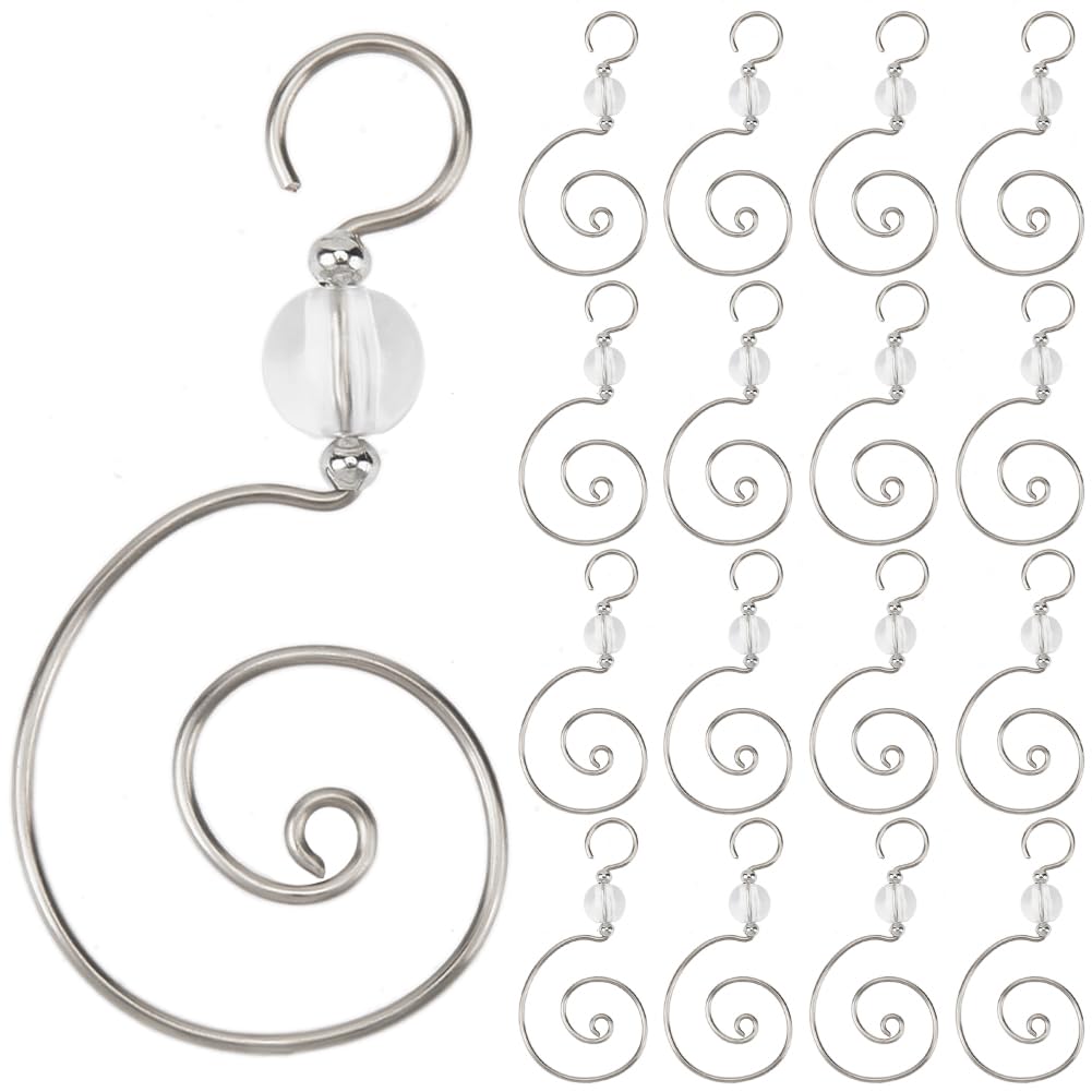 SOFPLATE 1 Box 30Pcs Crystal beaded Christmas Ornament Hooks Tree Ornament Hanging Hooks S Shaped Decorative Accessories Acrylic Wire Hanger Metal Hooks for Wall Party Home Decoration Holiday Supplies
