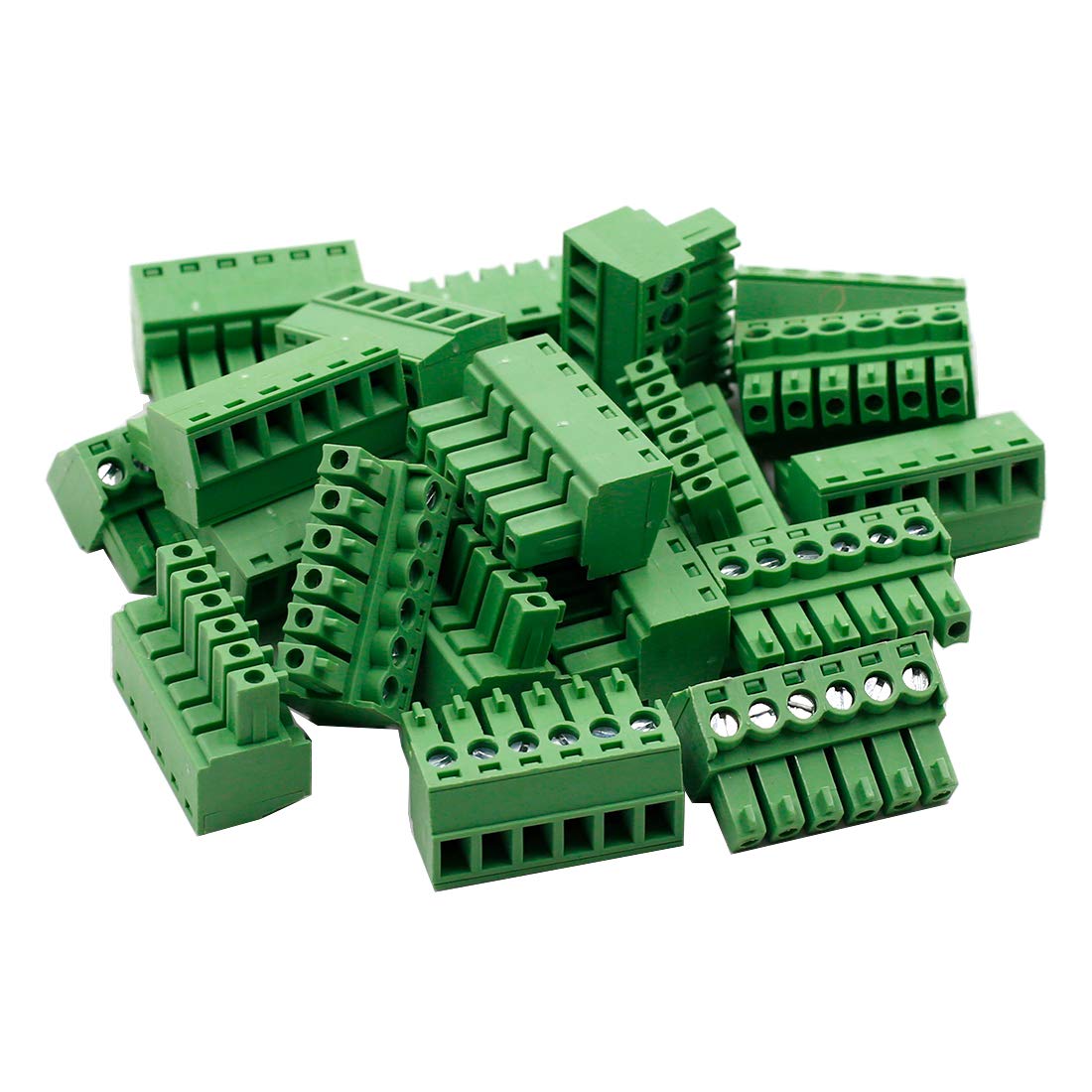 Hxchen 6-Pin 300V 8A KF2EDGK 3.81mm Pitch PCB Screw Terminal Block Connector AWG28-16 Green - (20 Pcs)