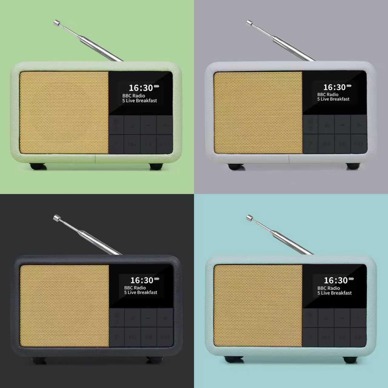 LEMEGA CR7 Mini Radio DAB+ Portatile Bluetooth 12h Autonomia FM IPX4 Impermeabile Custodia Legno Pelle Sveglia Sleep Timer 40