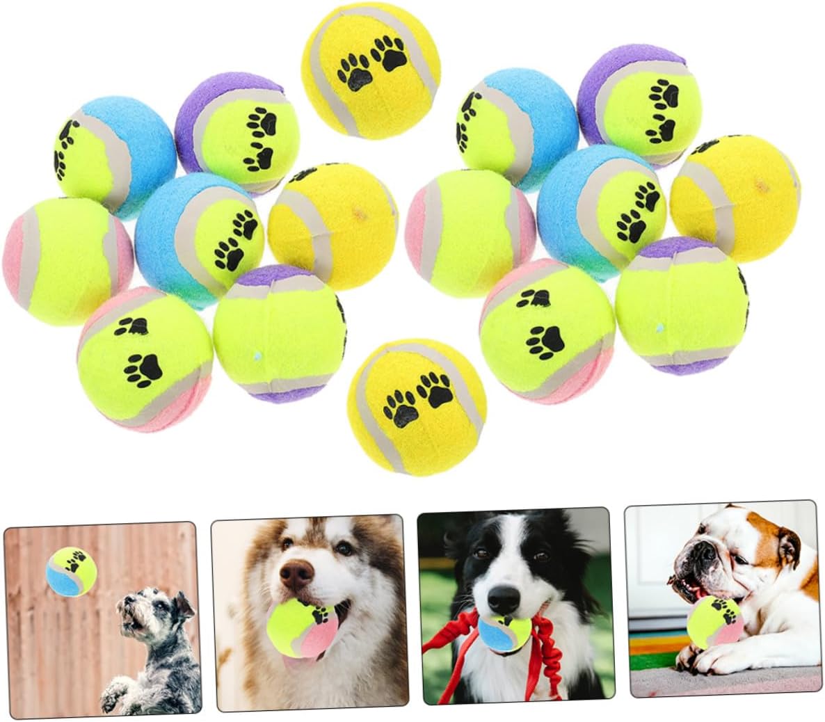 GANAZONO 16pcs Small Dog Tennis Balls Pet Plush Training Balls 7cm Diameter Rubber Outdoor Throwing for Puppies and Dogs Random Color