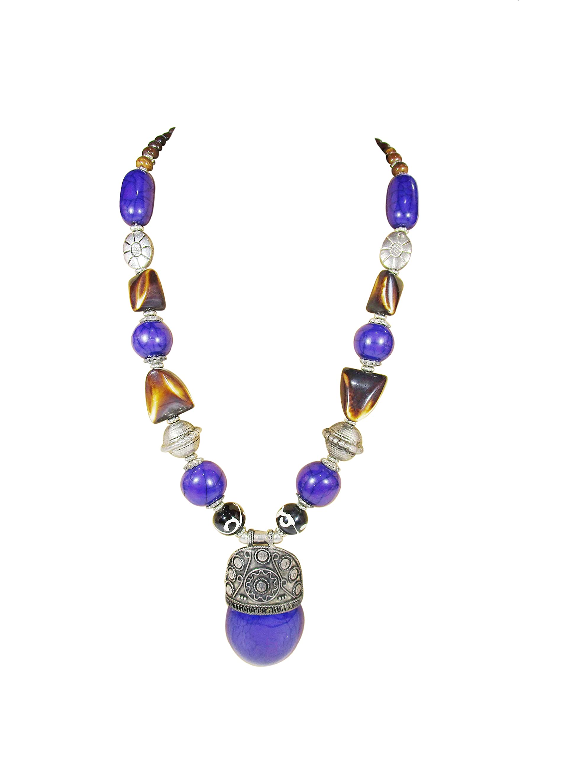 Tibetan Naga Ethnic Fashion Trendy Oval Pendent Necklace Tribal Assorted beads Necklacefor Woment & Girls (Length 28 inch) (B0933BDPPM) Amazon Price History, Amazon Price Tracker