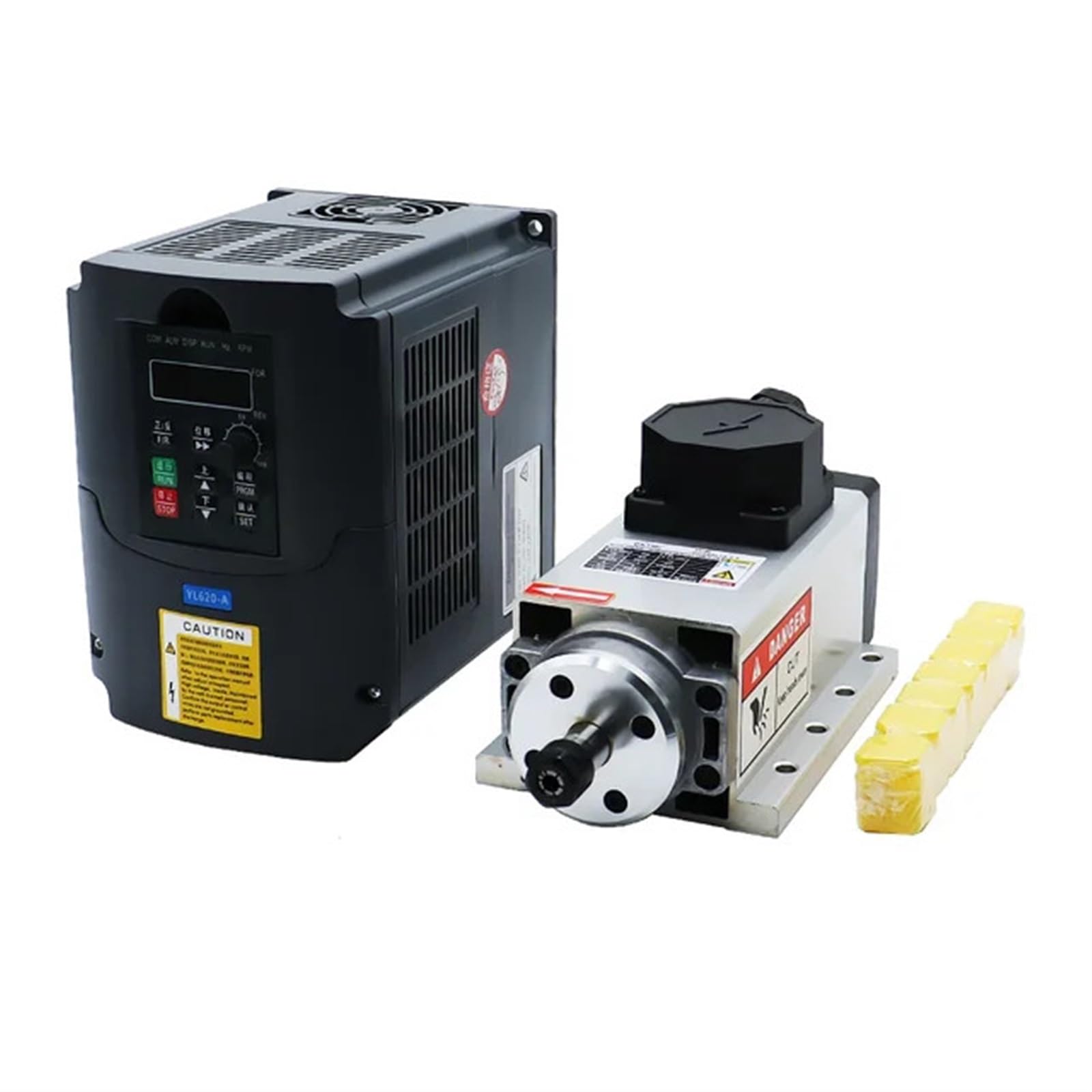 QEFHSVVZE 2.2kw 1.5kw 24000rpm Air Cooled Motor + YL VFD Inverter +1 Set ER20 or ER11 Collet for Milling Machine(Junction Box YL VFD,2.2KW 110V)