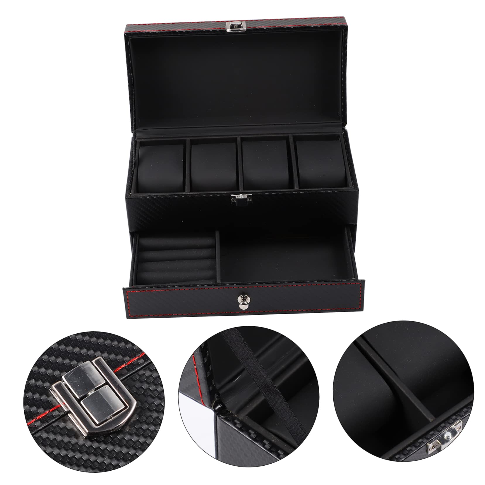 Boîte à Montre en Cuir Noir, Coffret de Rangement pour Bracelet