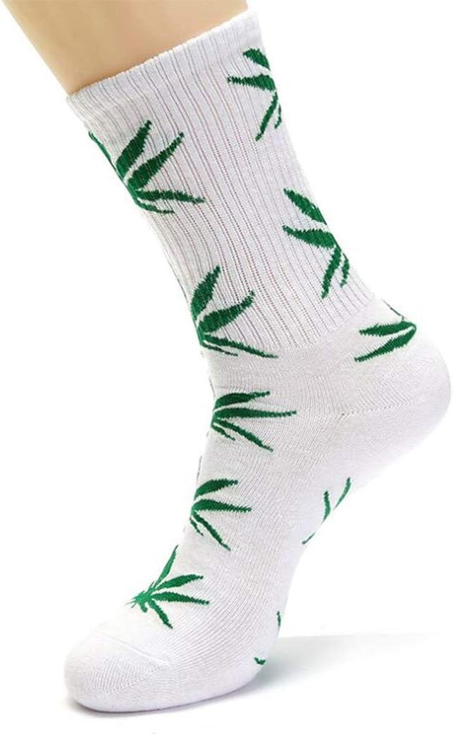 lifevv 5 Pairs Unisex Marijuana Weed Leaf Cotton Athletic Sports Marijuana High Crew Socks - Image 6