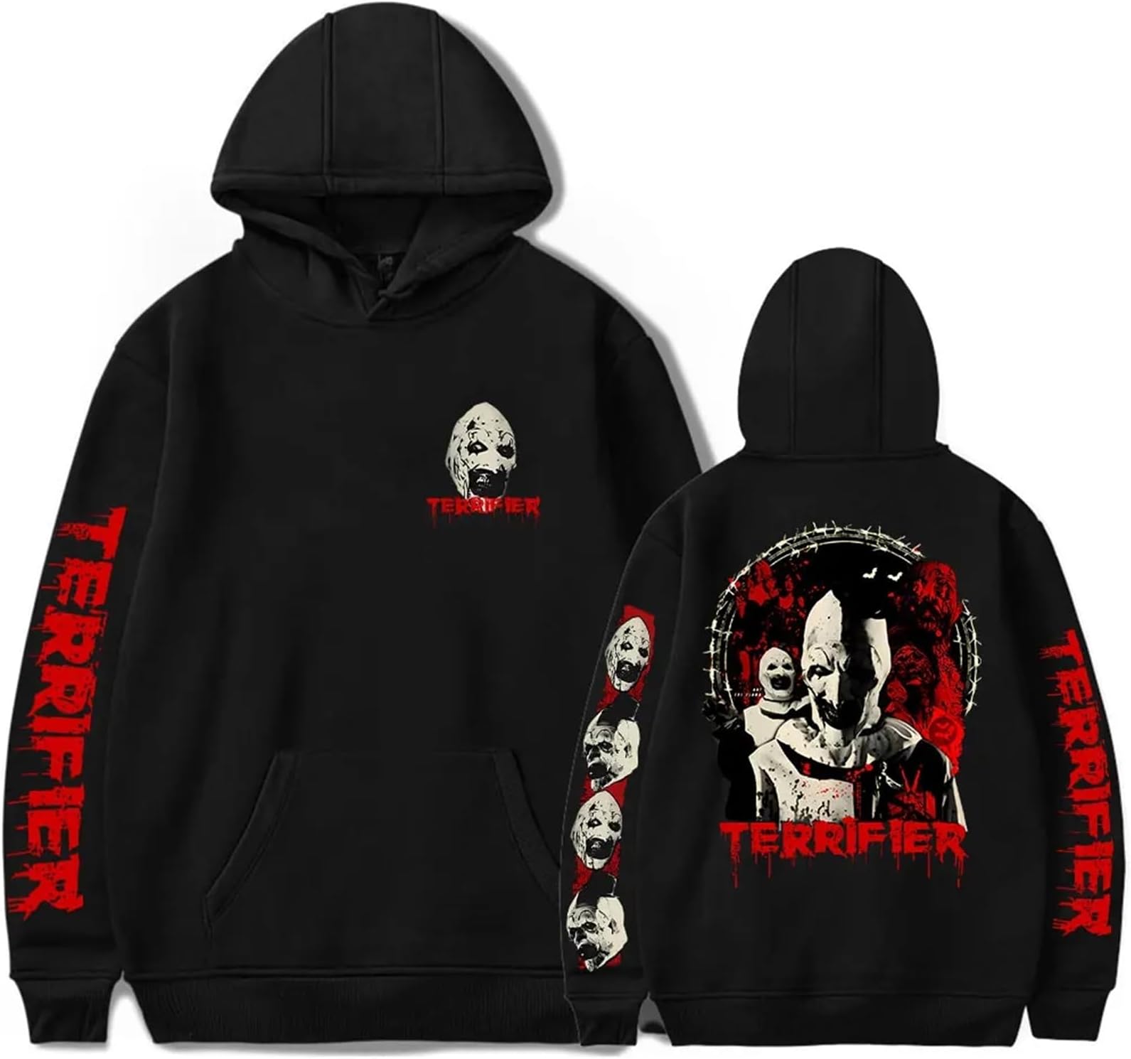 OUHZNUX Unisex Hoodie Terrifier Killl Hoodie Horror Movie Merchandise Print Halloween Streetwear Winter Fashion Fun Casual Sweatshirt XS-3XL