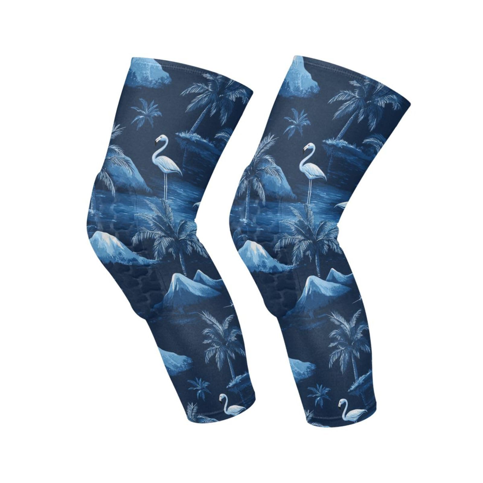 JUNZAN Tropical Flamingos Basketball Knee Pads for Youth Kids Wrestling Knee Pads with Sleeves Sport Kneepads for Volleyball Football Navy Blue
