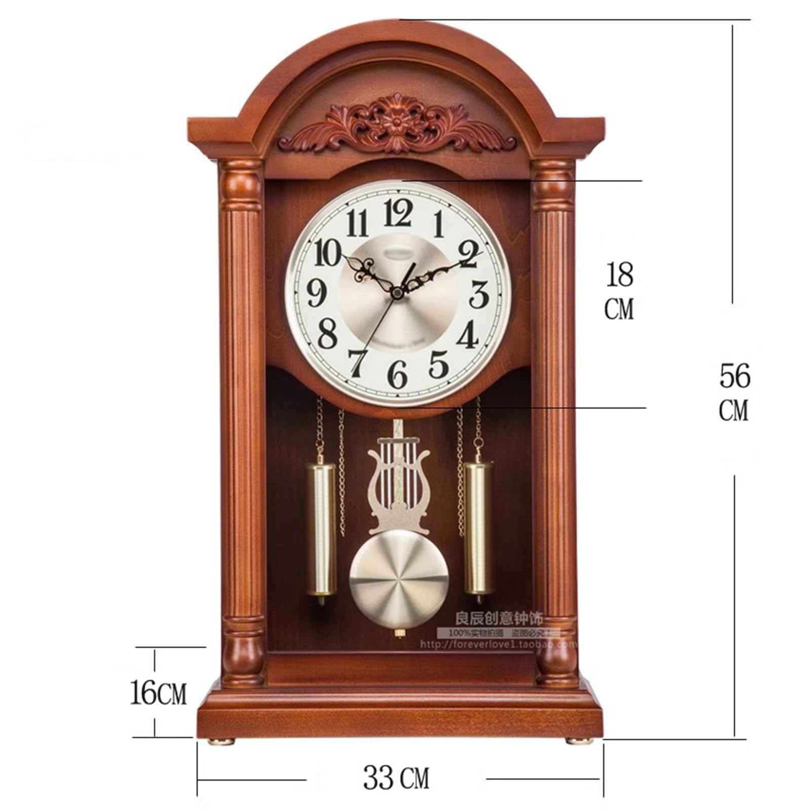 振り子式アナログ時計 木製ダークブラウン(修理必要) 振り子式アナログ時計 木製ダークブラウン(修理必要) インテリア小物