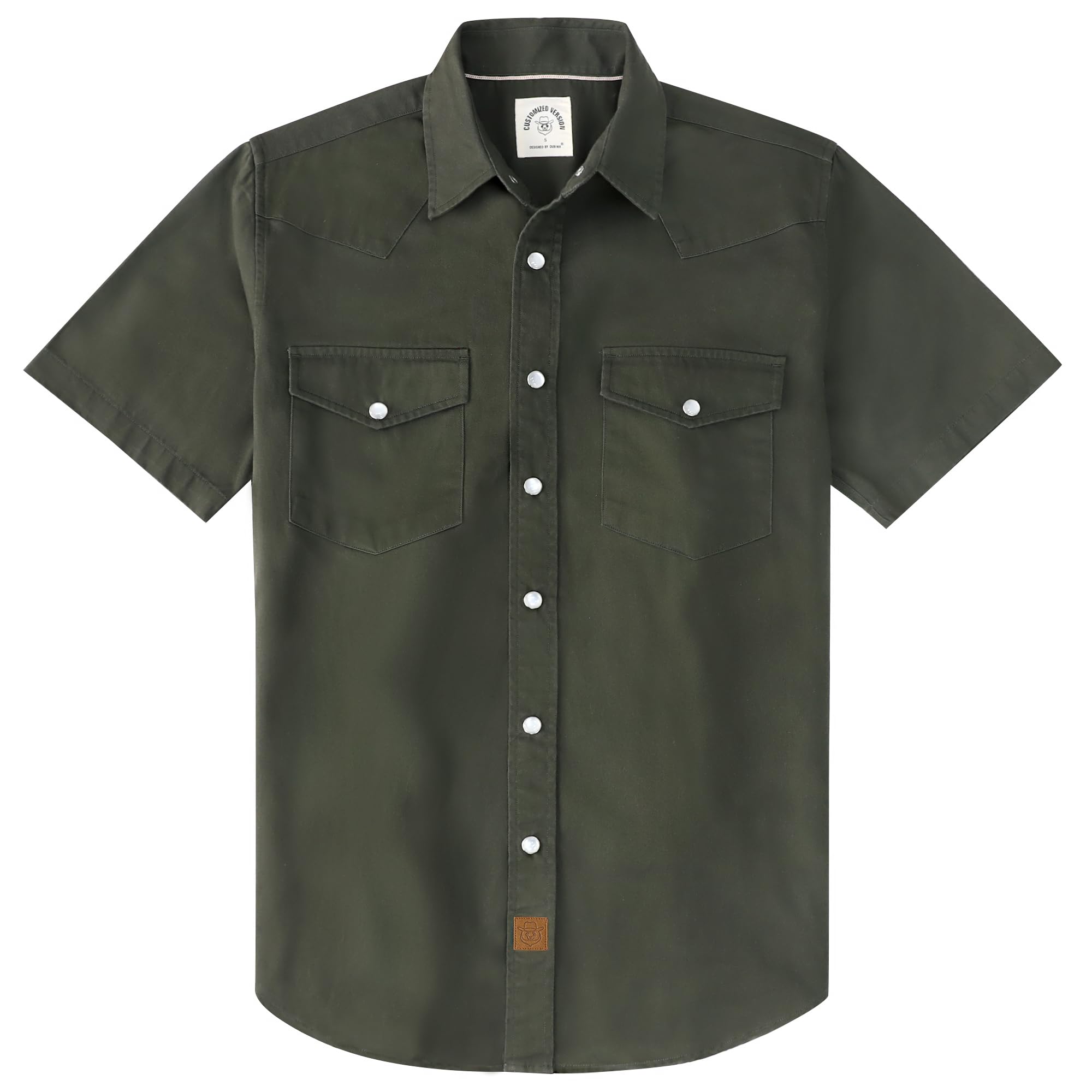 Dubinik® Pearl Snap Western Shirt for Men Short Sleeve Durable Cotton Cowboy Work Shirt