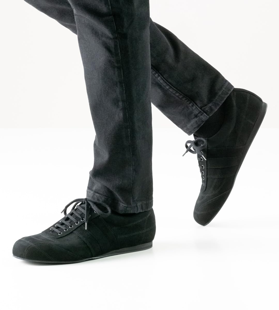 Werner Kern Herren Tanzsneaker/Tanzschuhe Cortino 28060 - Veloursleder Schwarz - Normalweite - 1,5 cm Soft-Heel Absatz - Made in Italy