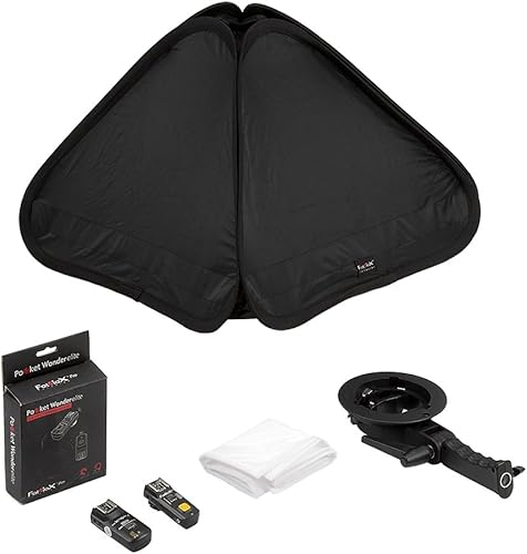 Fotodiox Softbox plegable de 24 x 24 pulgadas, 1 kit de flash con disparador remoto para Nikon - Softbox plegable y soporte de luz rápida con