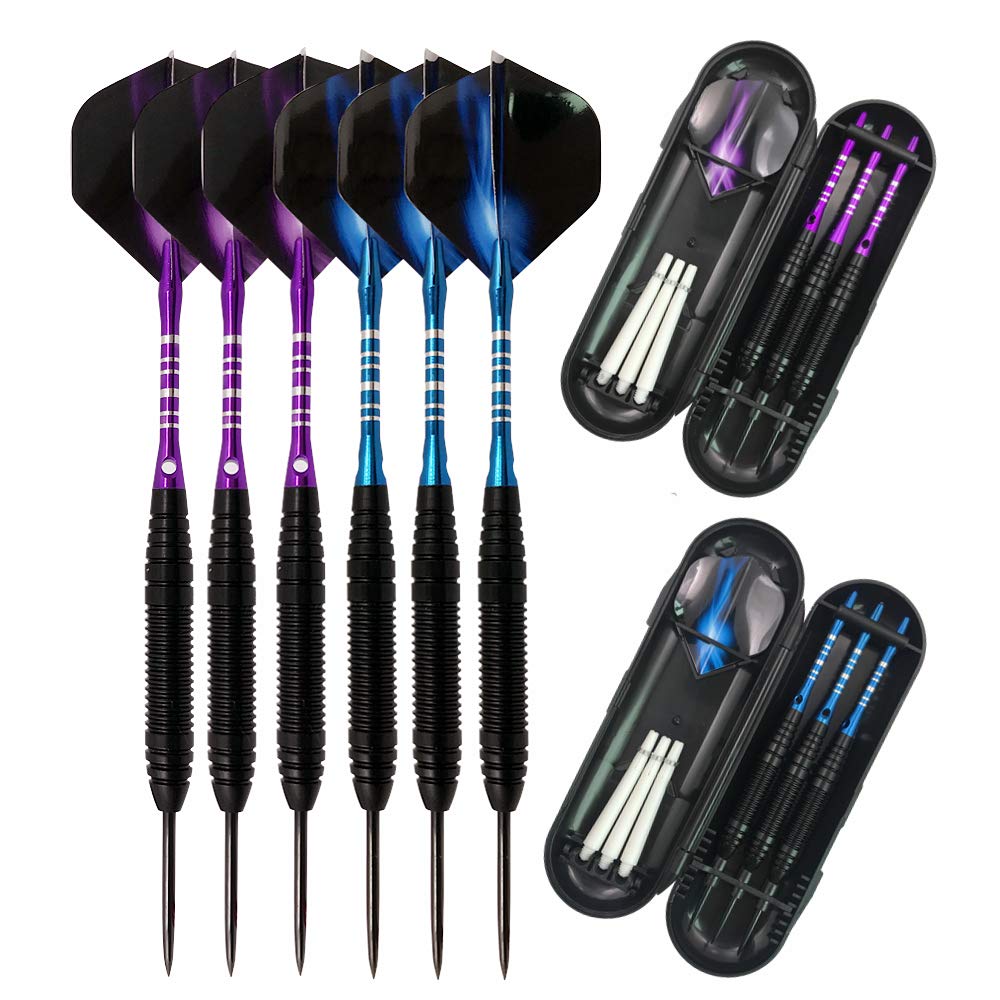 Set di freccette con punta in acciaio da 22 g, alette standard in PET, aste in alluminio, canna in ferro, punta in acciaio con custodia da viaggio per principianti o giocatori professionisti