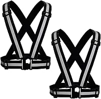 Vista 7 de Chaleco de seguridad reflectante, 2 piezas, chaleco de alta visibilidad, correas ajustables para correr, ciclismo, caminar y montar al aire libre