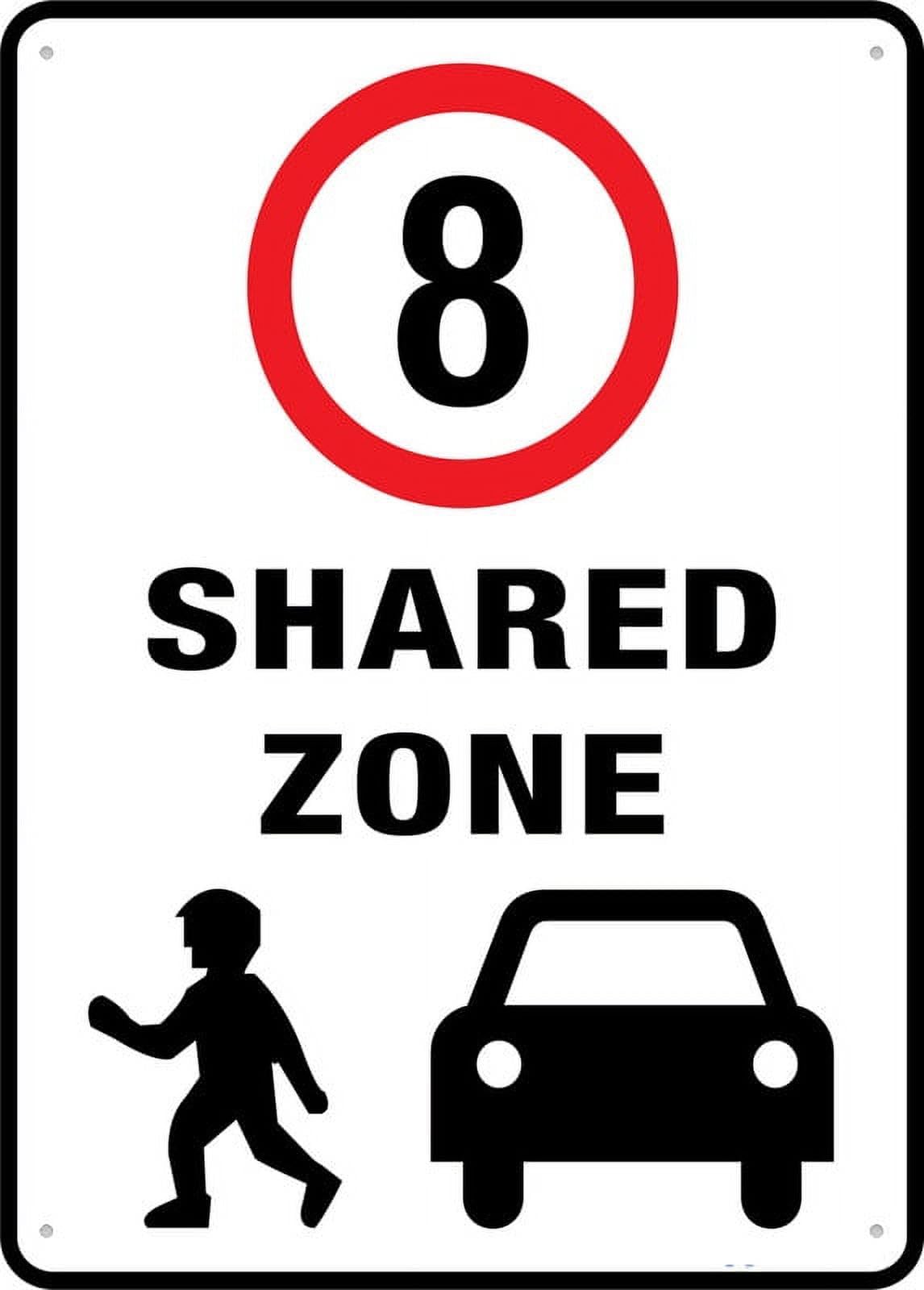 Peiyeety A05 Speed Limit 8 Kph Shared Zone Sign 12X16 Inches Rust Free Aluminum Signs Outdoor, Metal Tin Sign For Home, Business, Yard