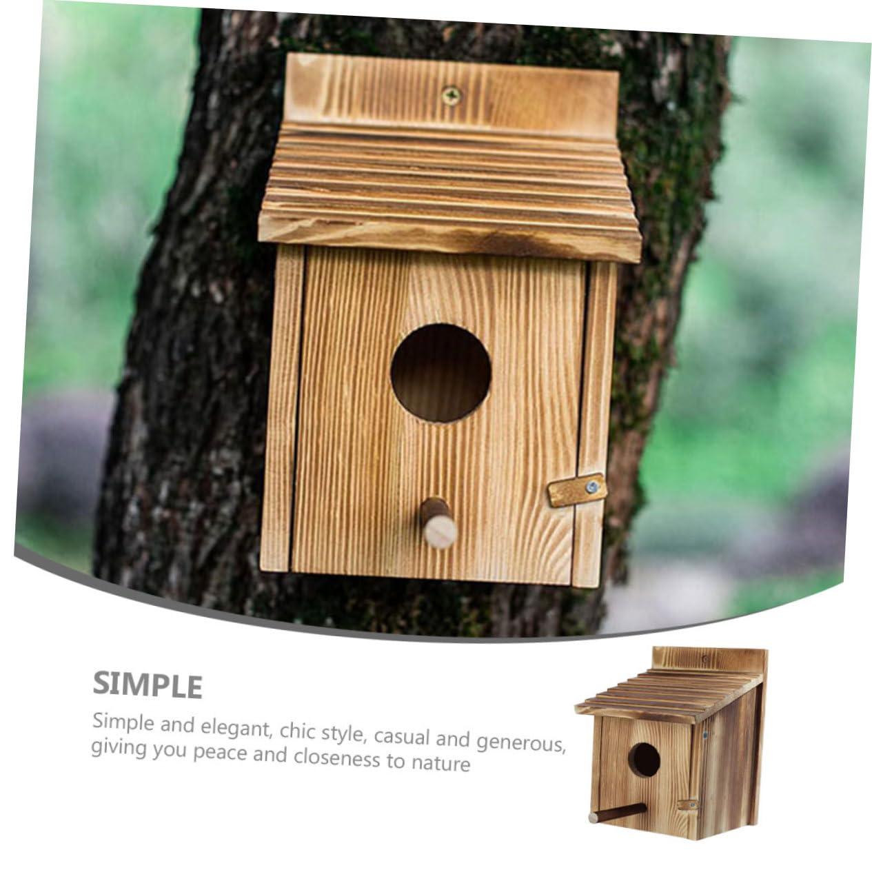 Casetta per Uccelli in Legno Marrone per Giardino Casa Semplice per Uccelli Piccoli Resistente e Traspirante