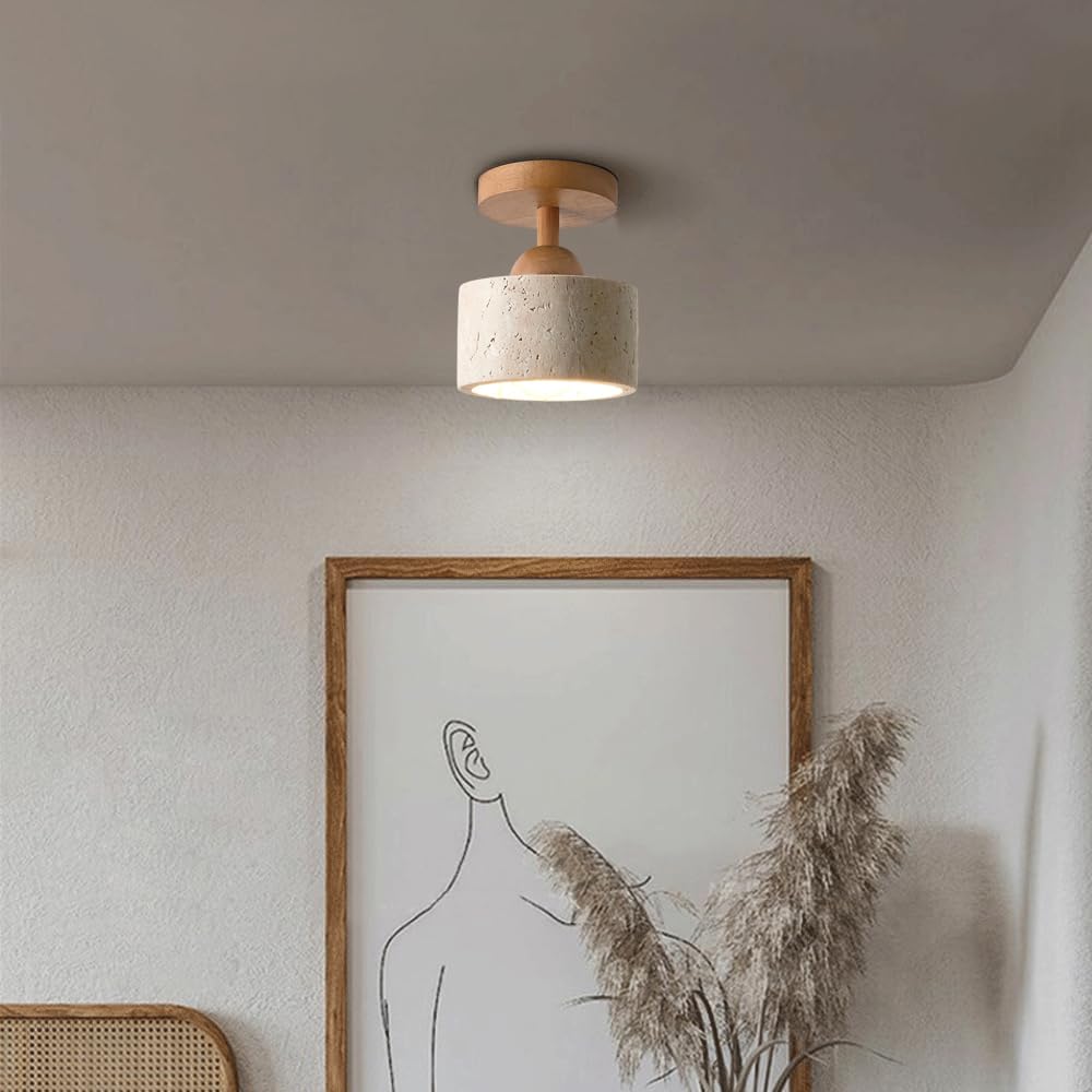 Jadssox kamienna lampa sufitowa nowoczesna lampa sufitowa do montażu podtynkowego cylindryczna drewno blisko lamp sufitowych E27 oprawa oświetleniowa do przedpokoju lampy sufitowe z kamienia naturalne